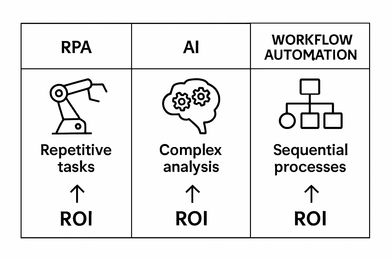 Comparative infographic of business automation types