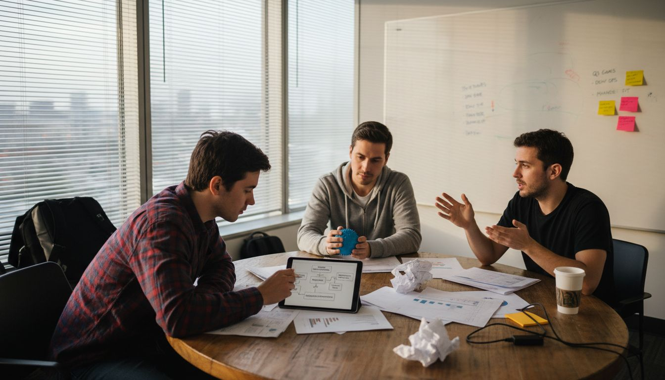 Startup founders team meeting in office