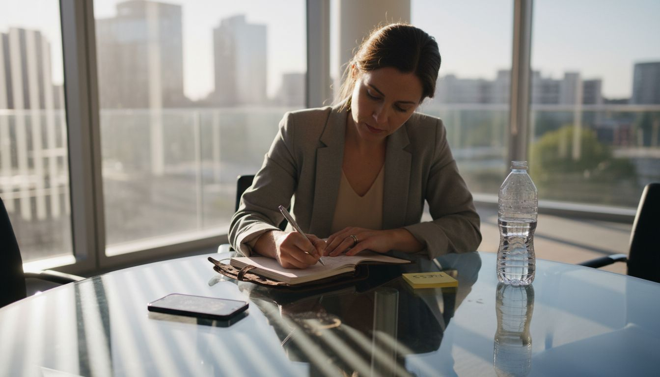 Leader recording notes for vision clarity