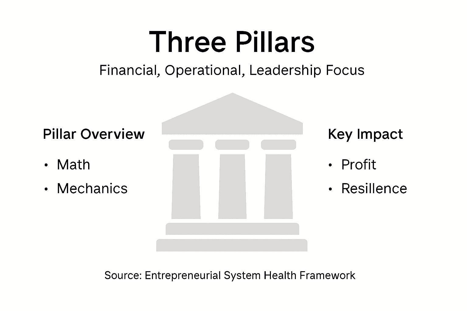 Infographic showing three pillars and impacts