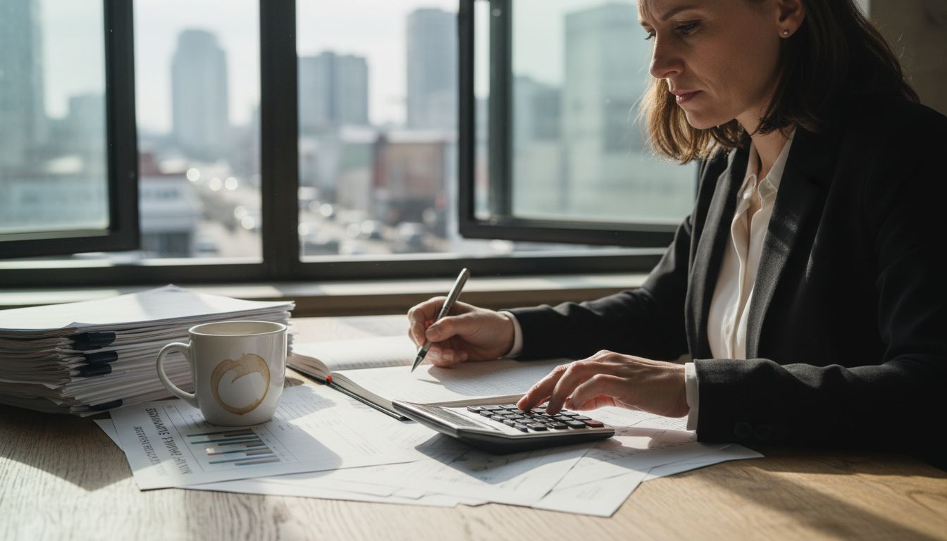 Business owner checking finance paperwork