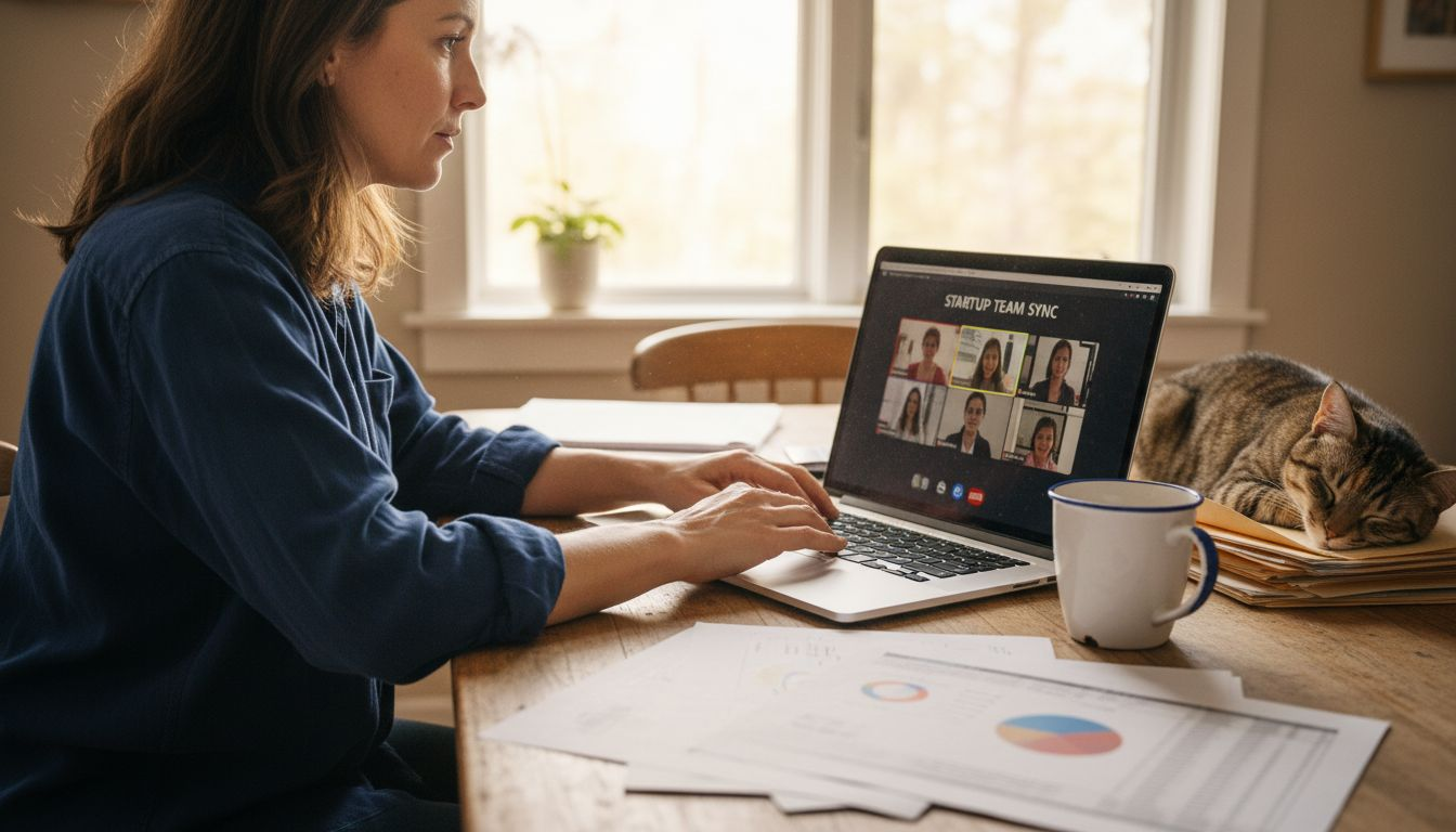 Virtual CFO working remotely from kitchen