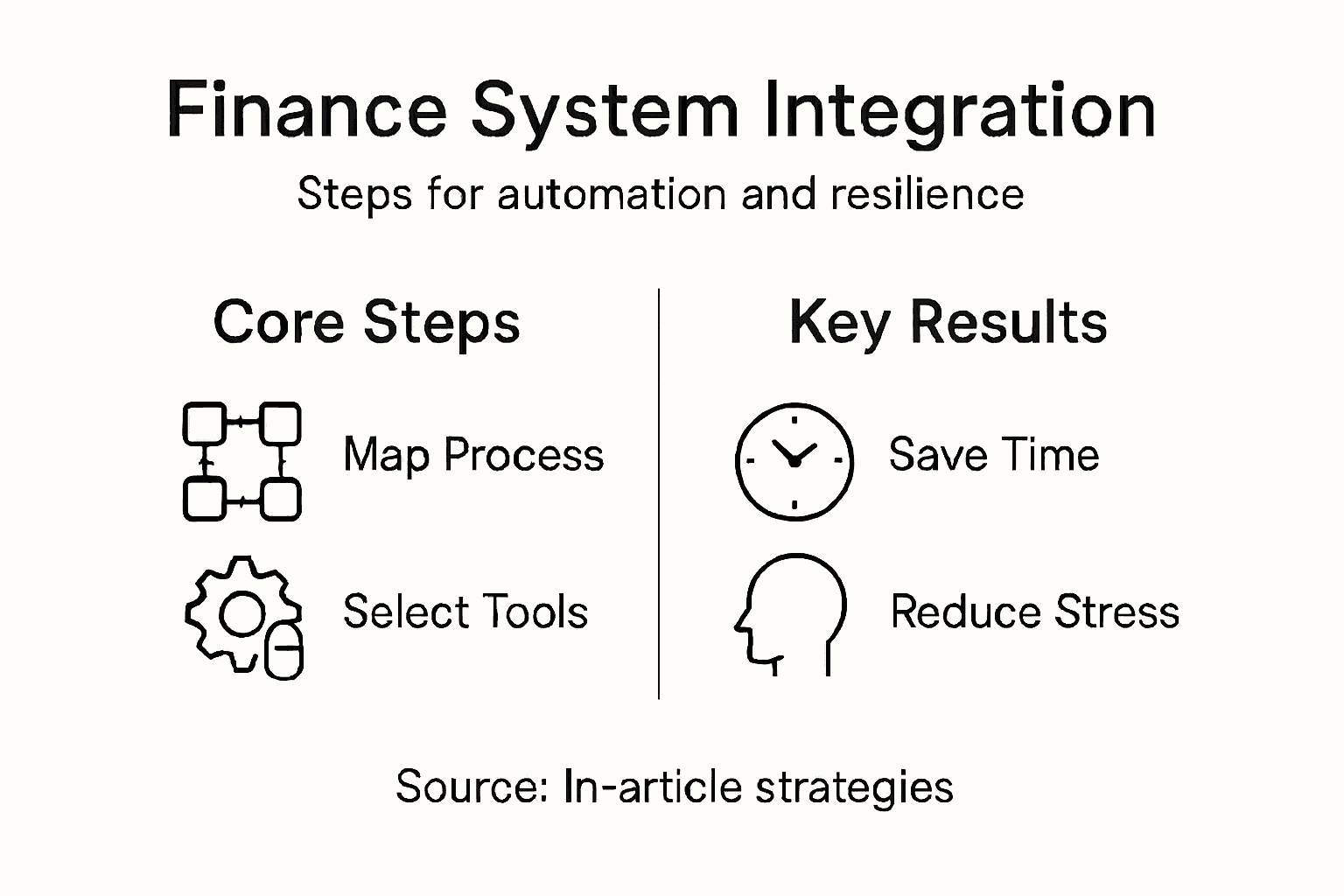Infographic showing finance system integration steps