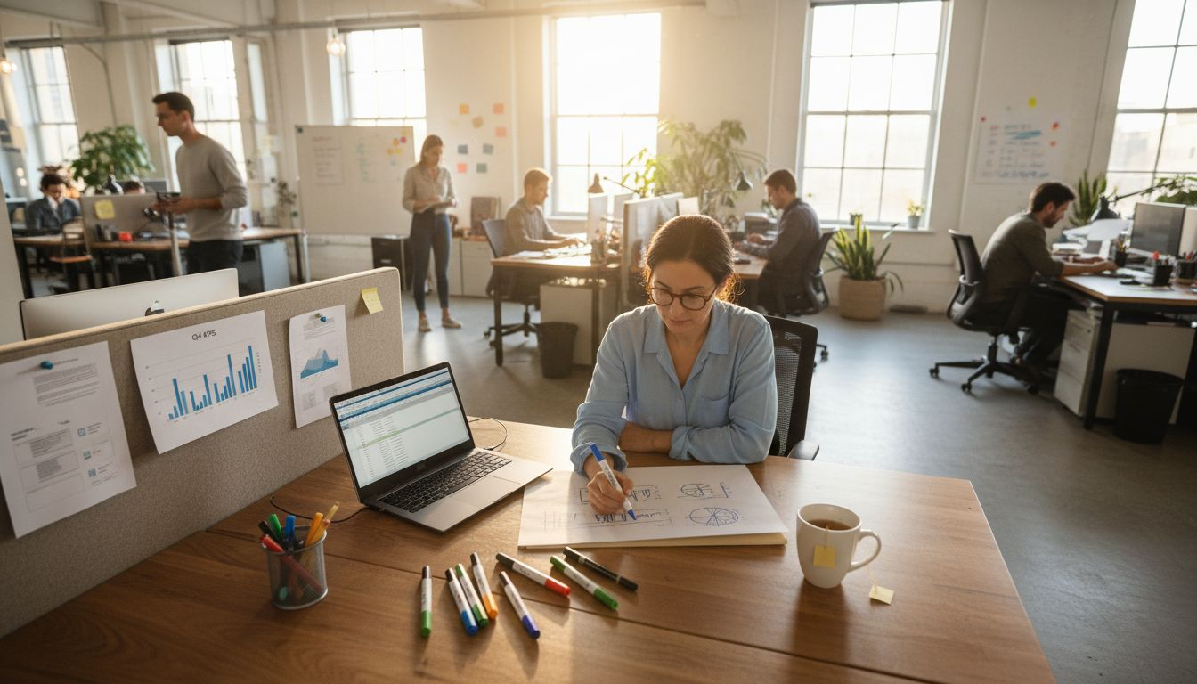 CFO sketching financial dashboard details