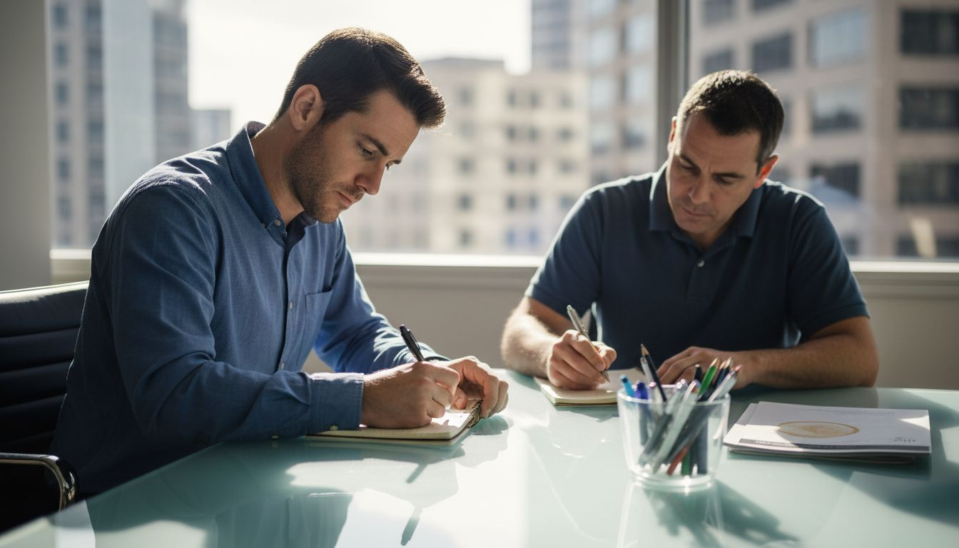 Salesperson and client talking in conference room