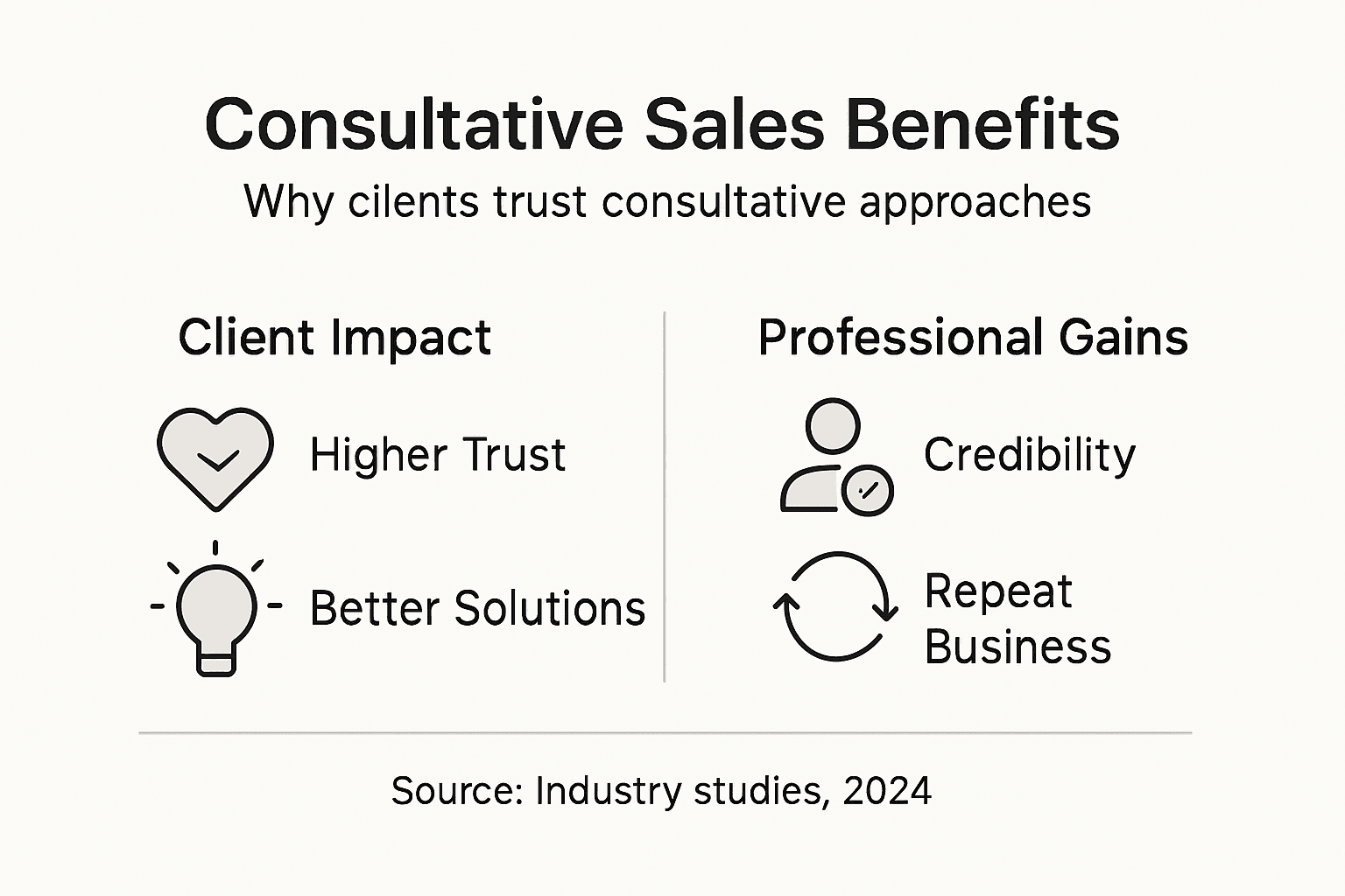 Infographic showing consultative sales benefits for professionals