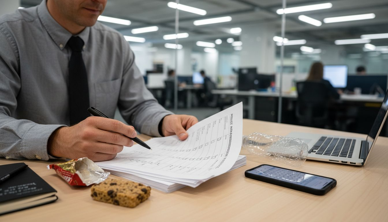 Consultant reviews process workflow documents