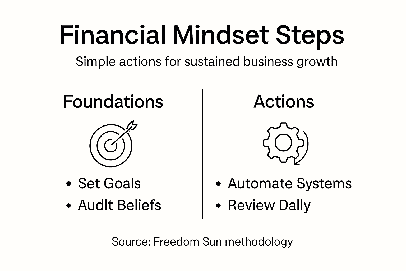 Infographic summarizing steps for financial growth mindset