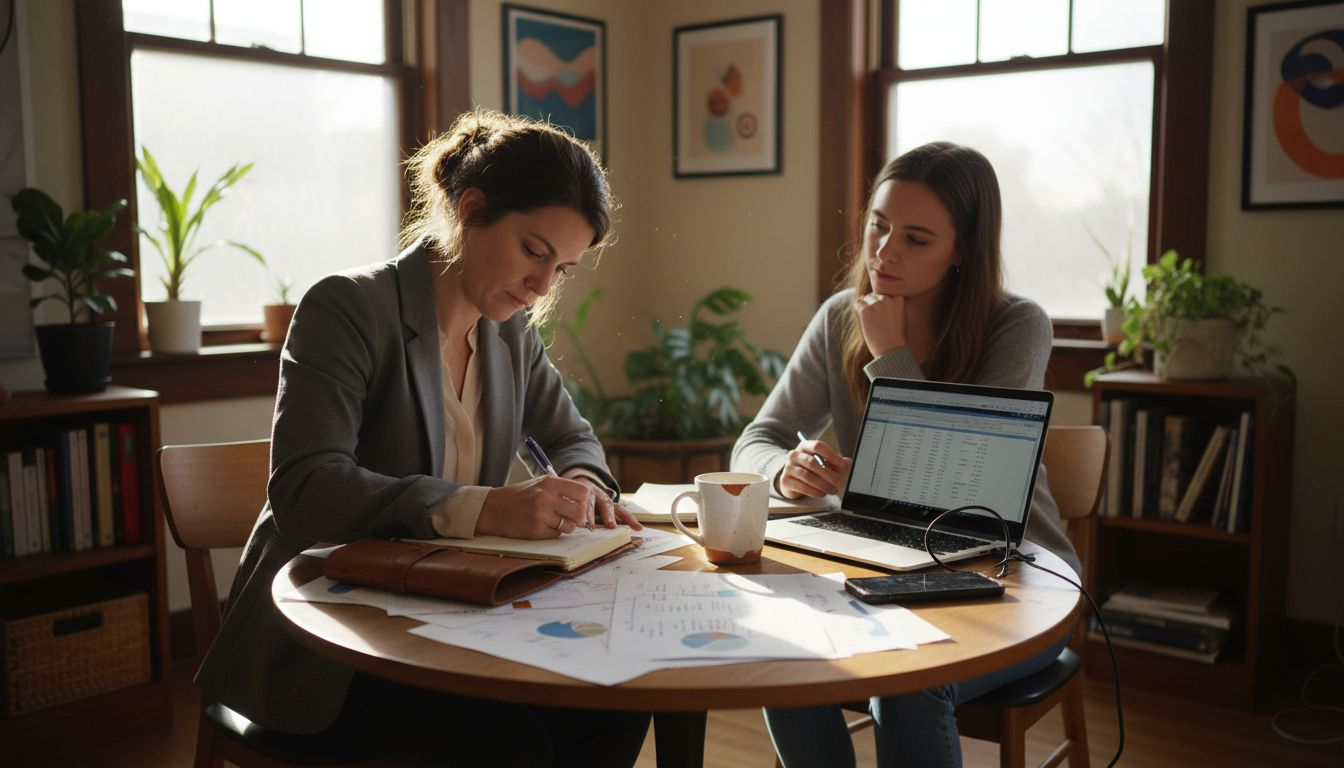 Coach meeting with client in city office