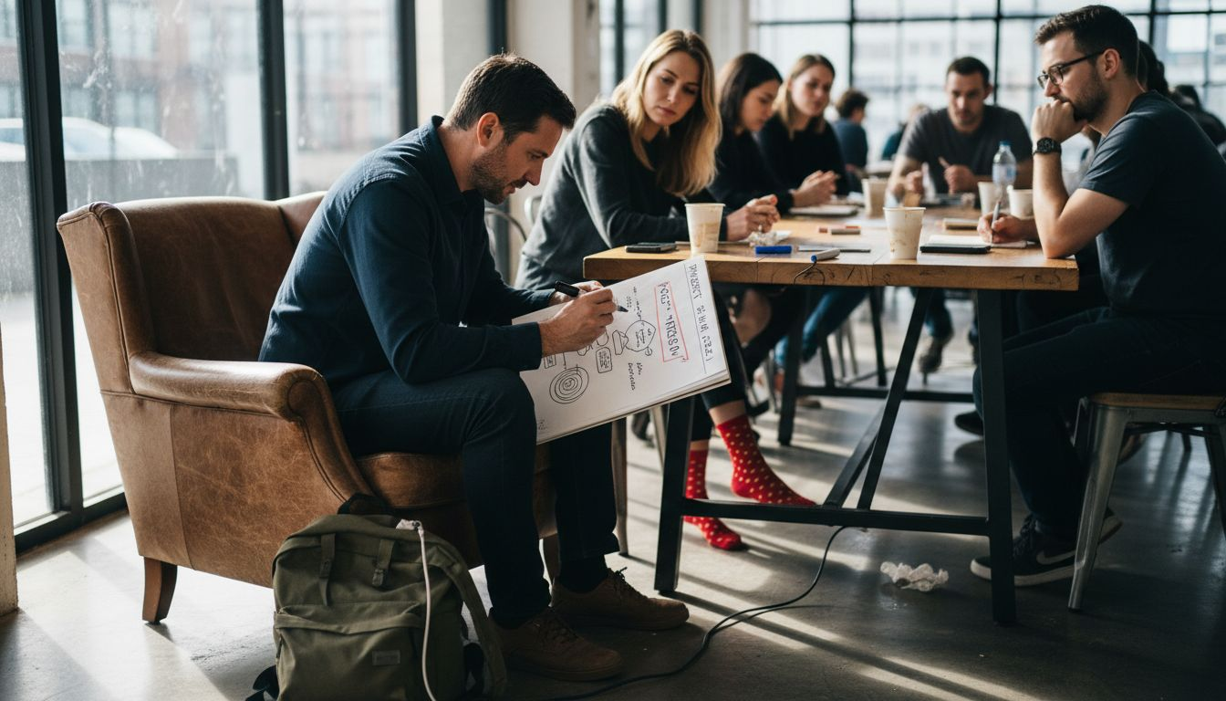 Coach outlining vision to small team