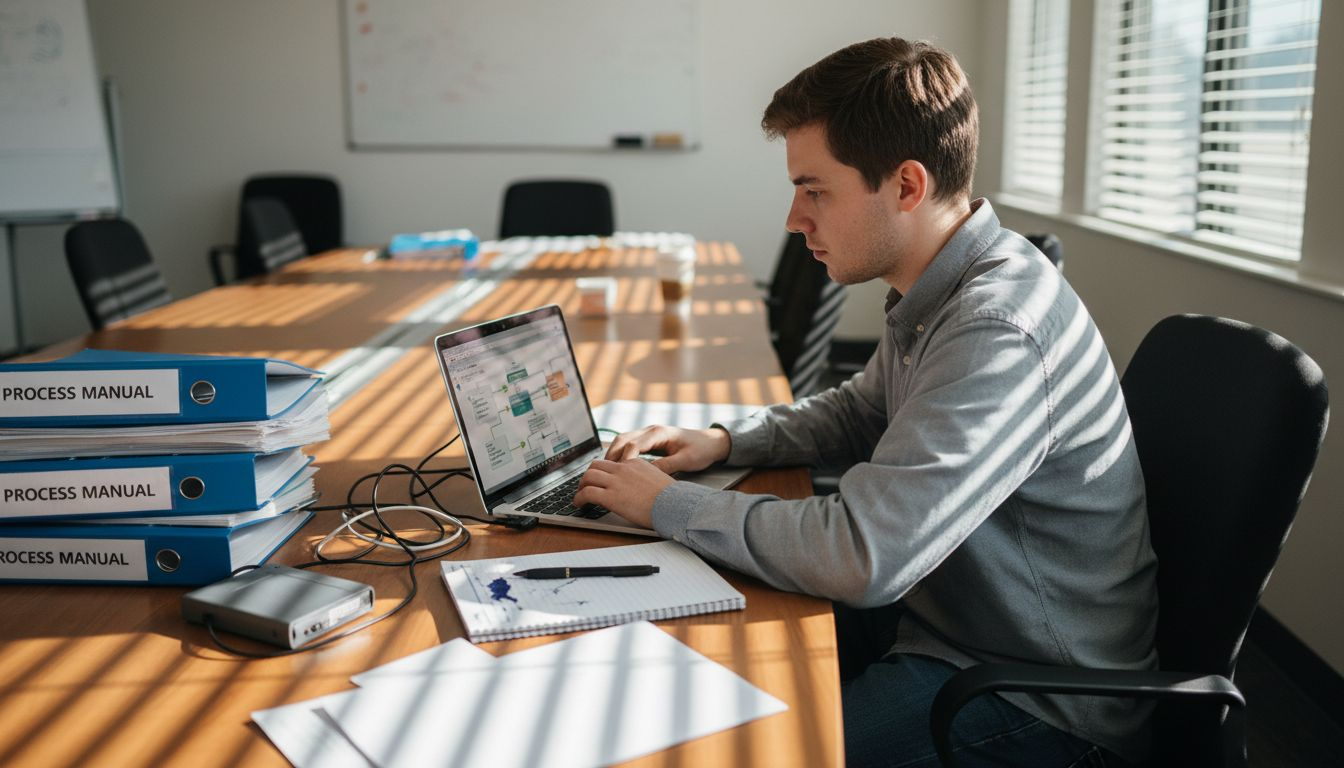 Staff member sets up business automation system