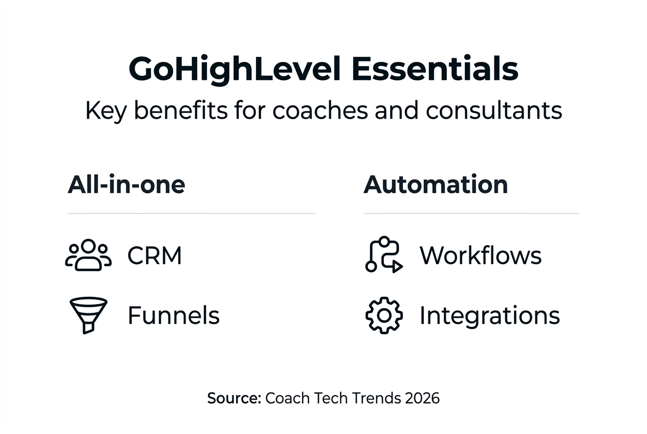 Infographic with GoHighLevel key benefits