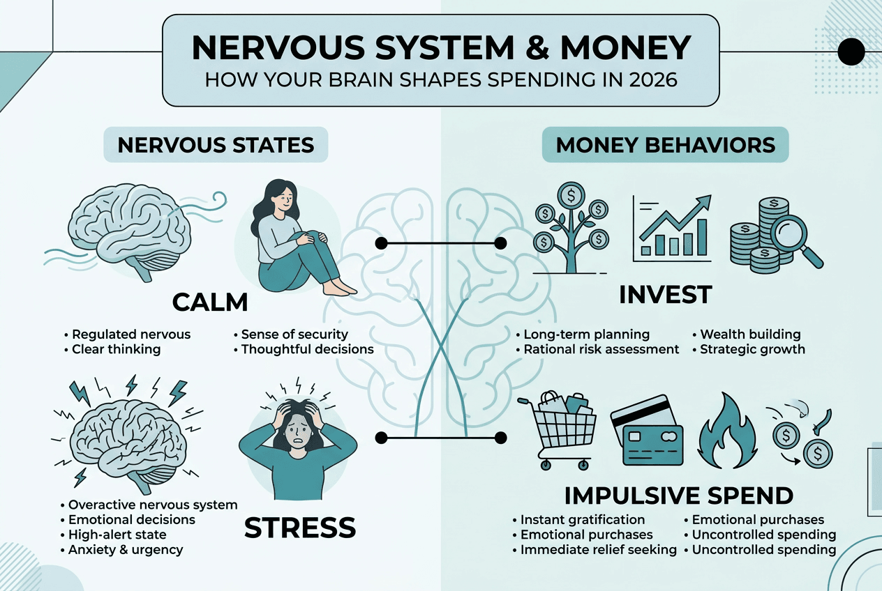 Infographic of nervous system and money behavior links