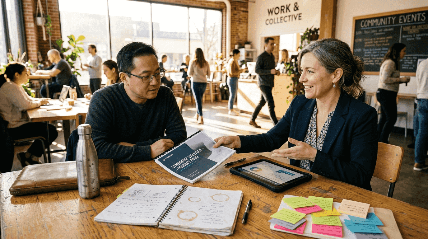 Consultant presenting pricing proposal to client