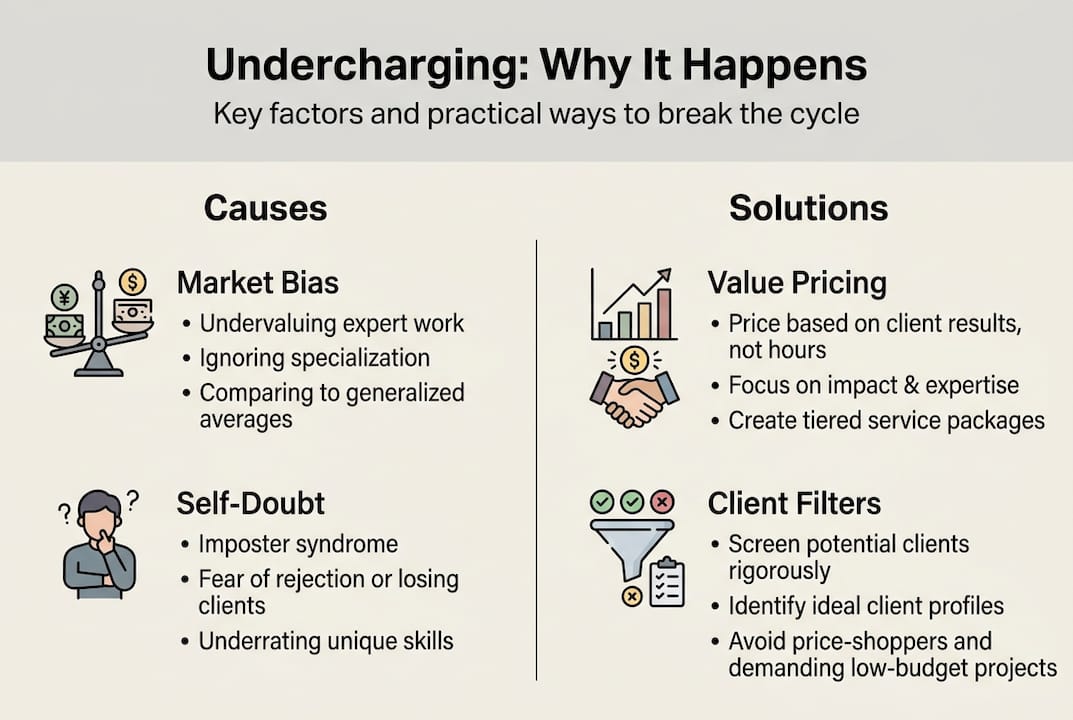 Infographic on causes and solutions for undercharging
