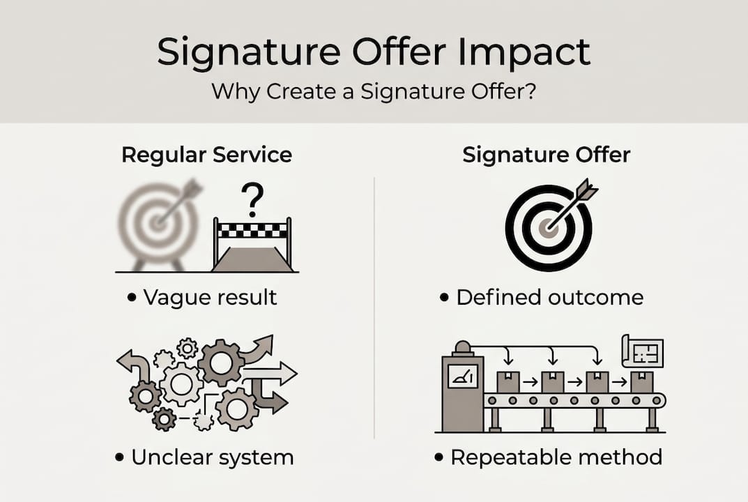 Infographic contrasting signature offer and regular service