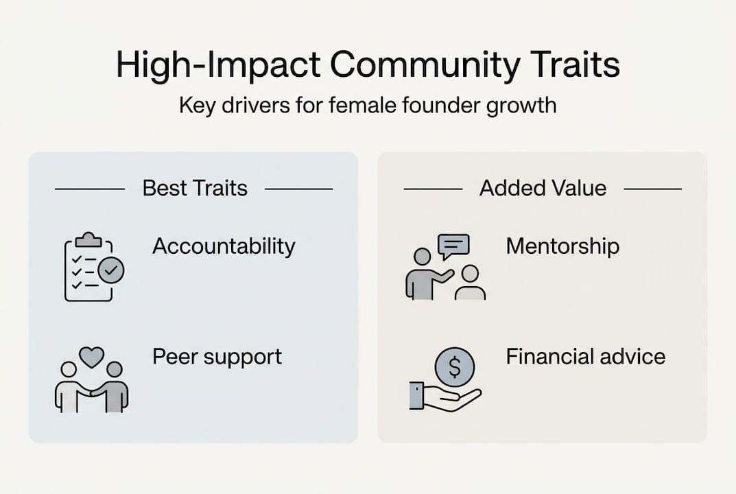 Infographic showing high-impact founder community traits
