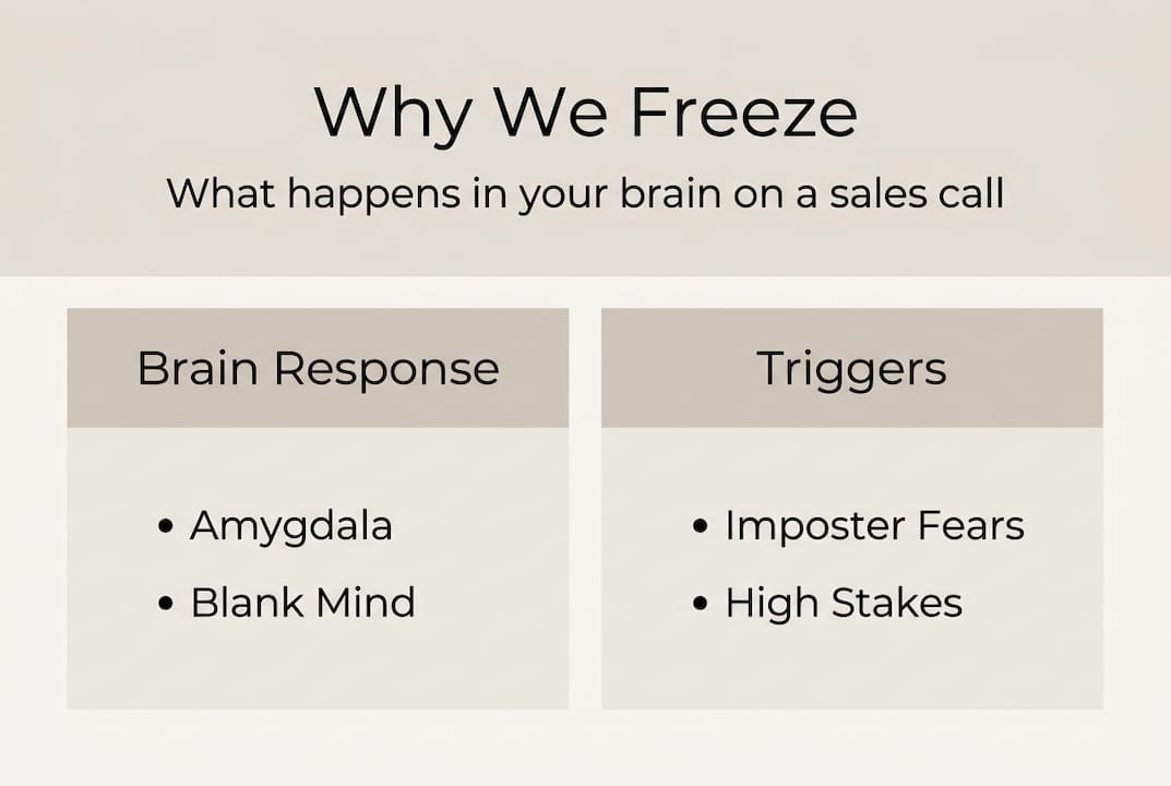 Infographic on freeze response during sales calls