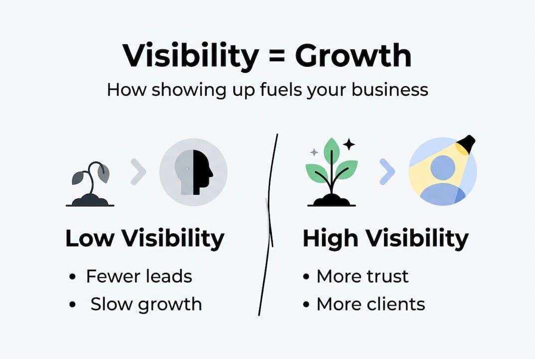 Infographic contrasting low and high visibility outcomes