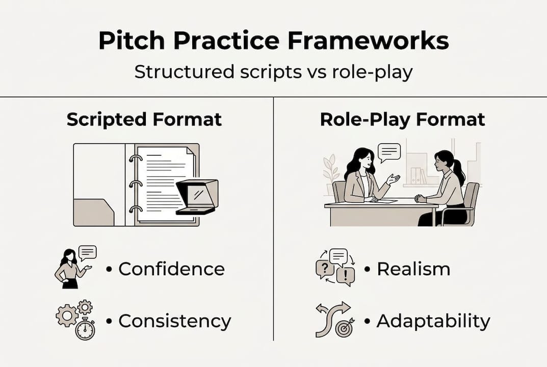 Infographic comparing sales pitch practice methods