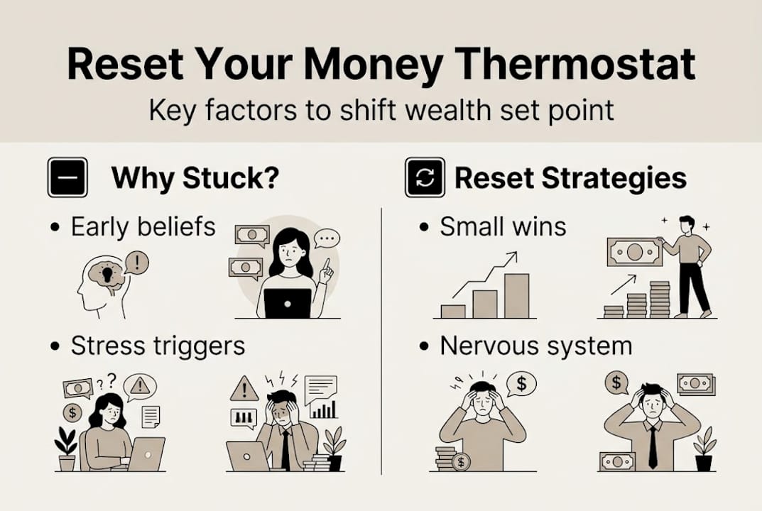 Infographic on money thermostat reset strategies