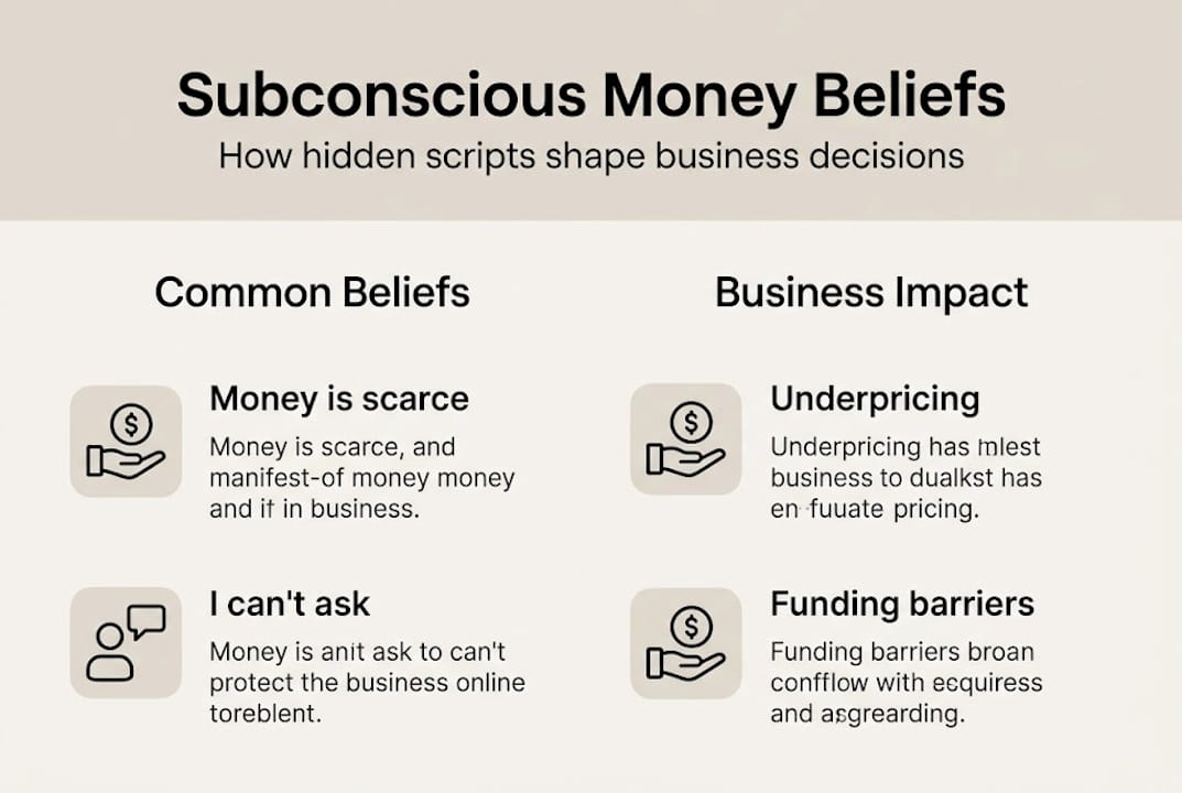 Infographic showing subconscious money beliefs effects