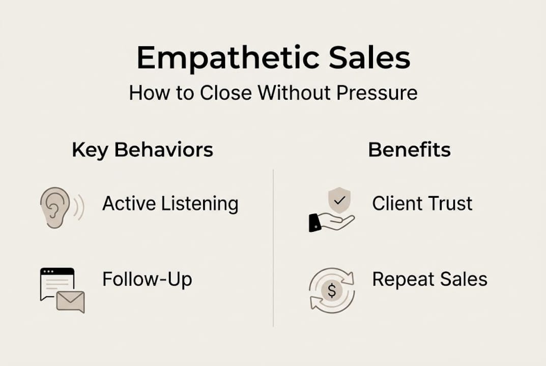 Infographic summarizing empathetic sales strategies