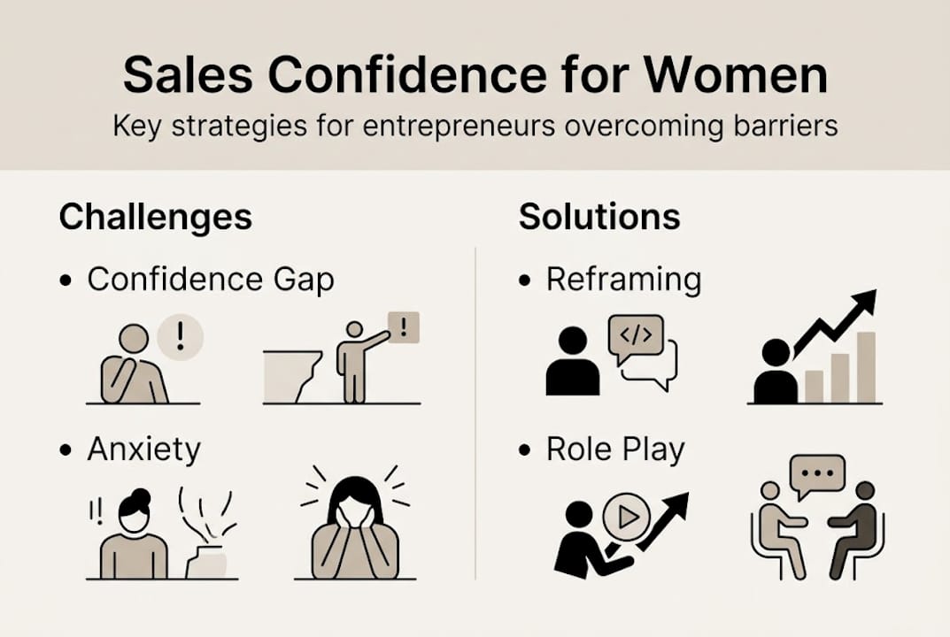 Infographic with strategies for women’s sales confidence