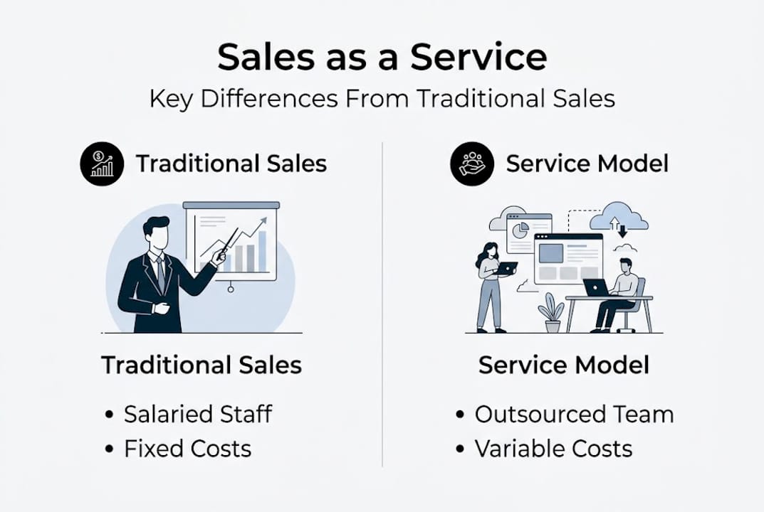 Infographic comparing sales models key features