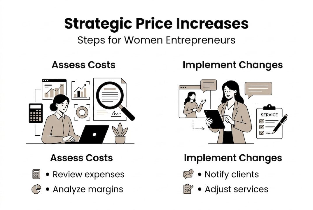 Infographic with steps for raising business prices