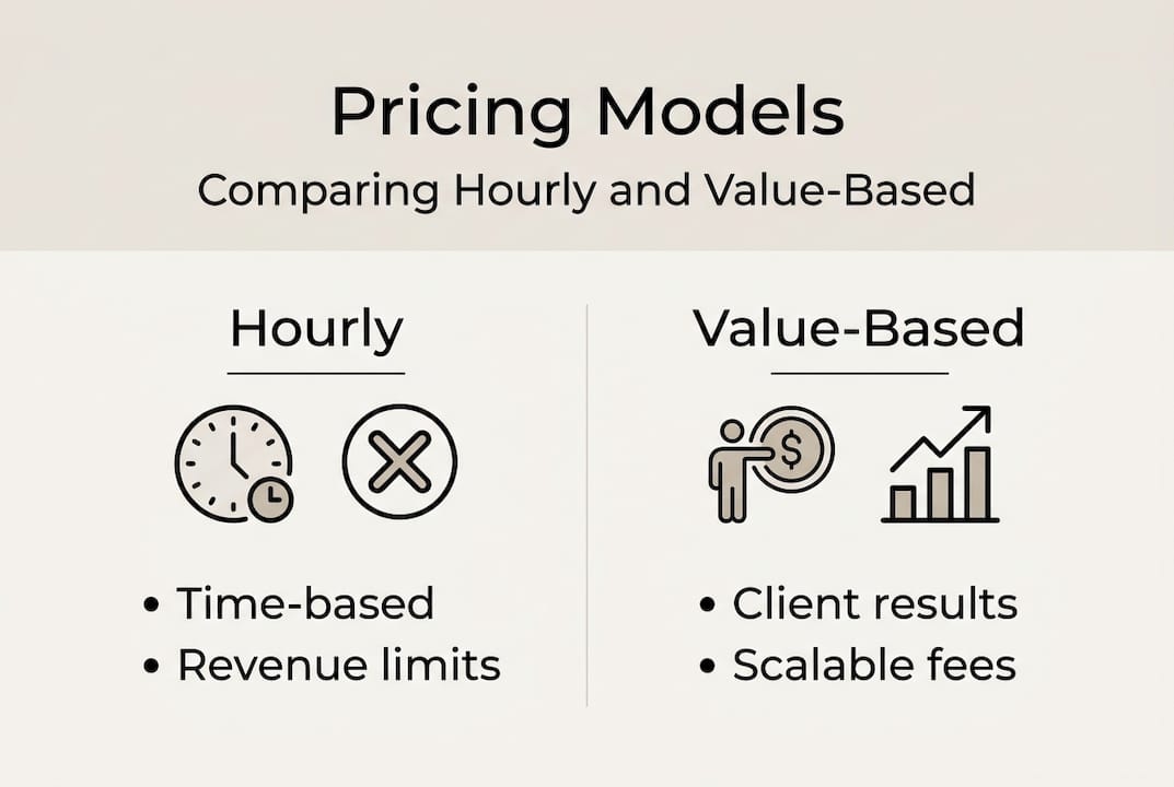 Infographic comparing hourly and value-based pricing