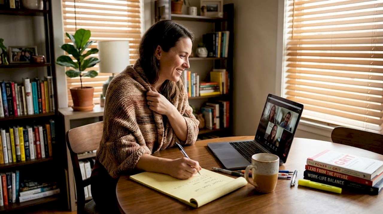 Woman receiving feedback in peer meeting