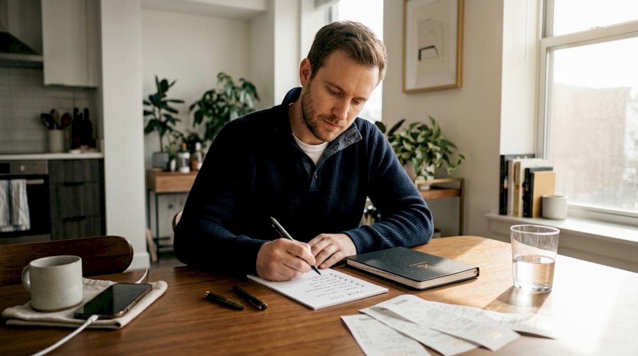 Business owner marking daily progress tasks