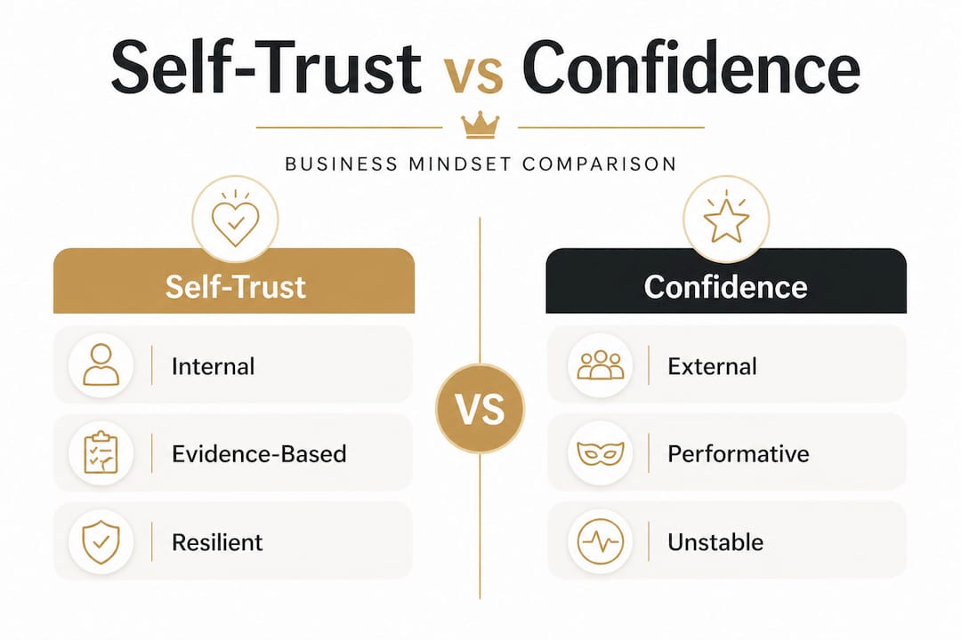 Infographic comparing self-trust and confidence traits