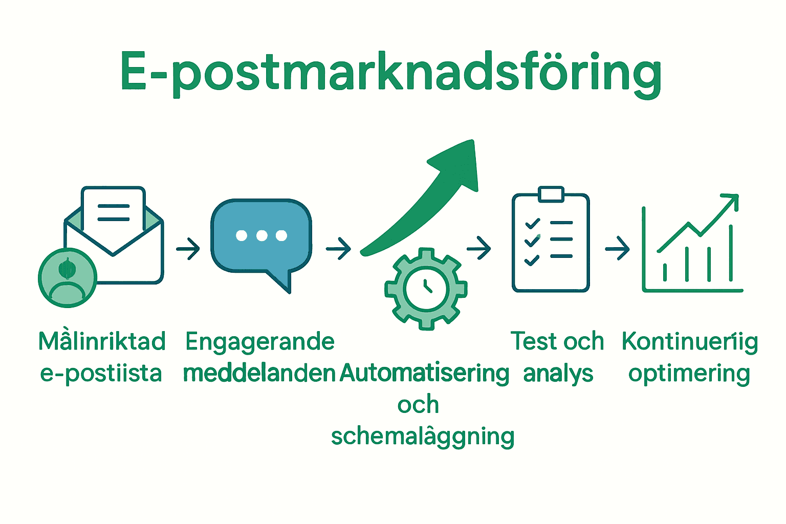 Illustrated step-by-step email marketing process