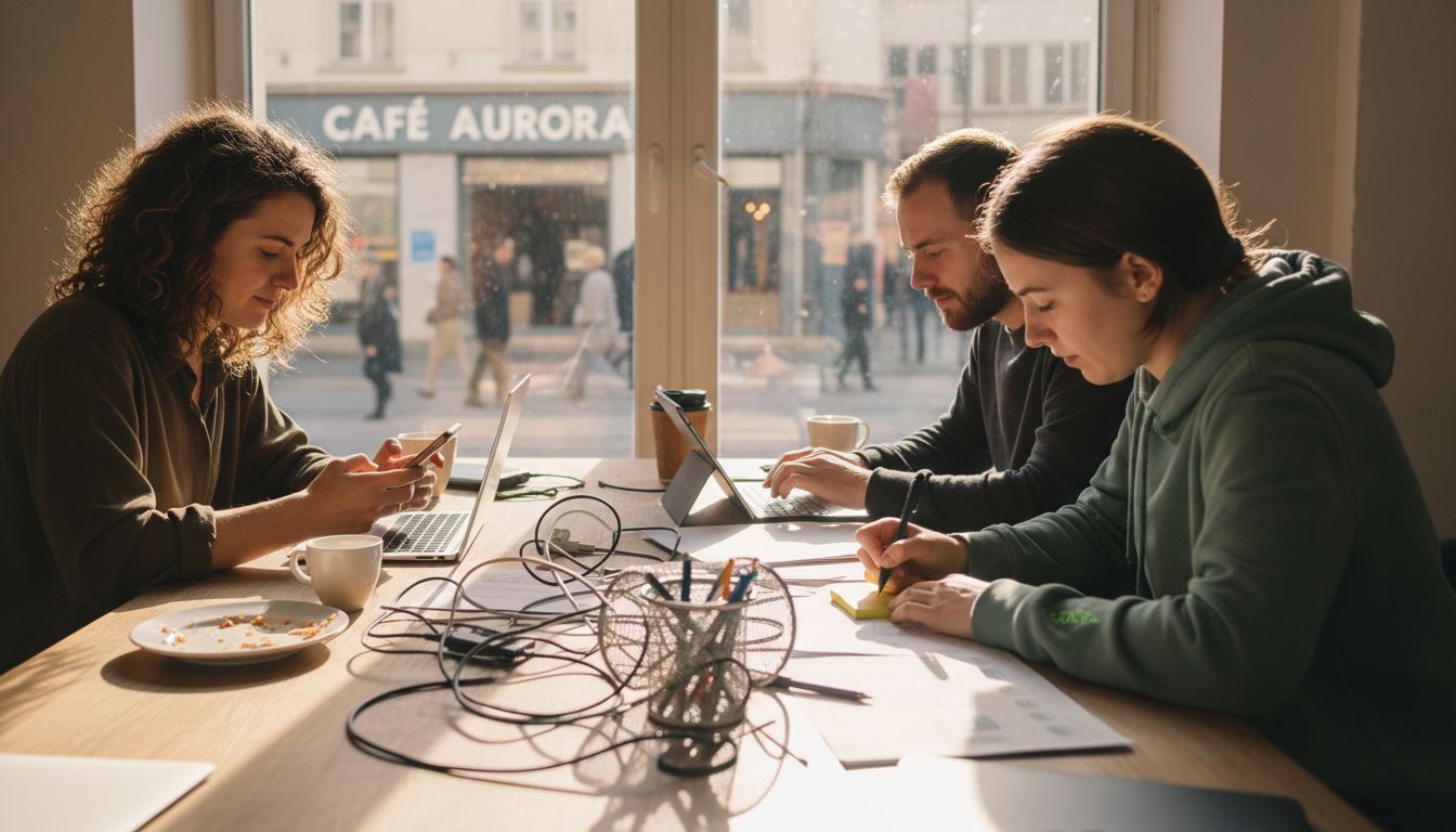 Small team creating social media content