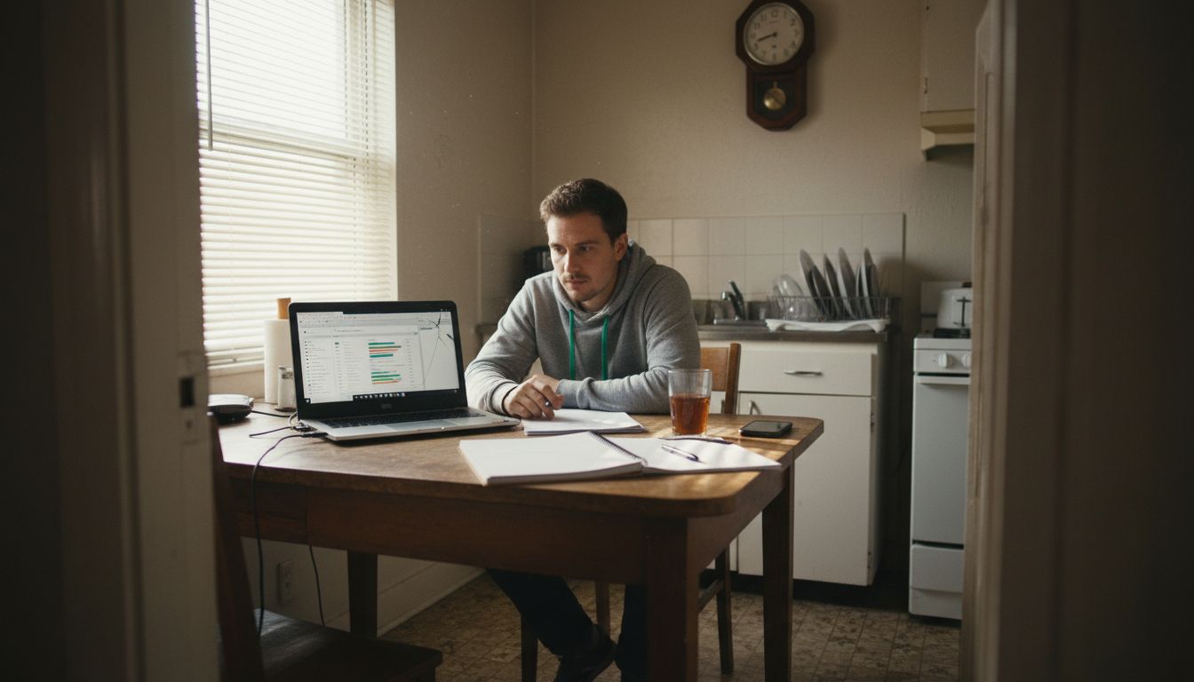 Freelancer working affiliate marketing at home