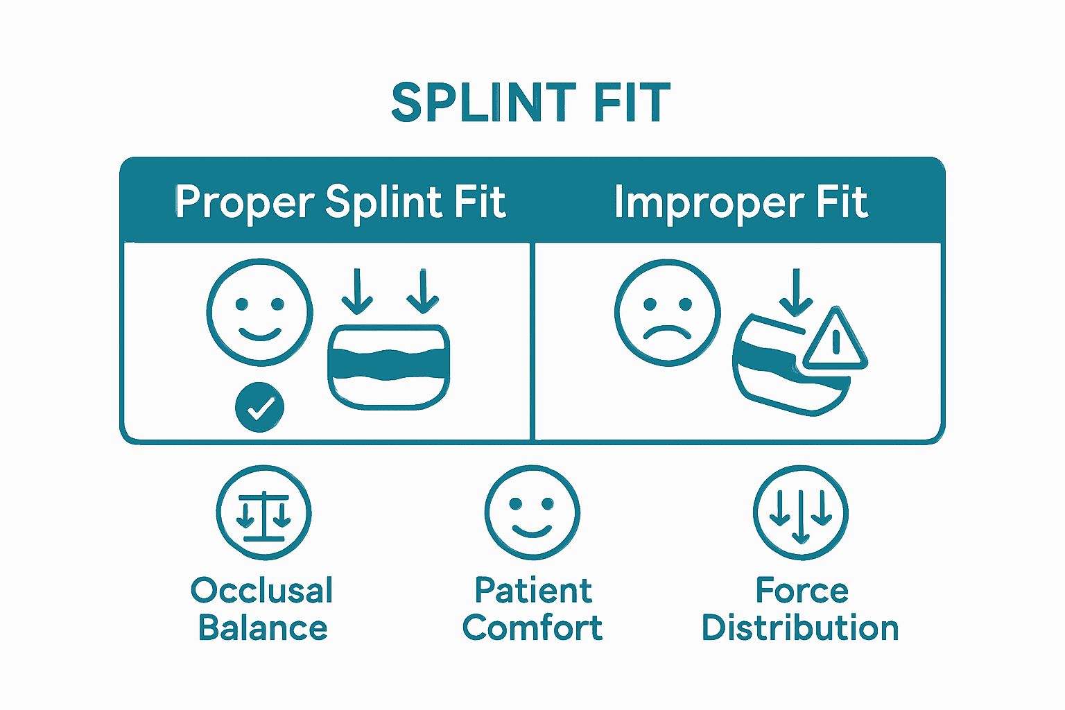 Comparison of proper versus improper splint fit in dental treatment
