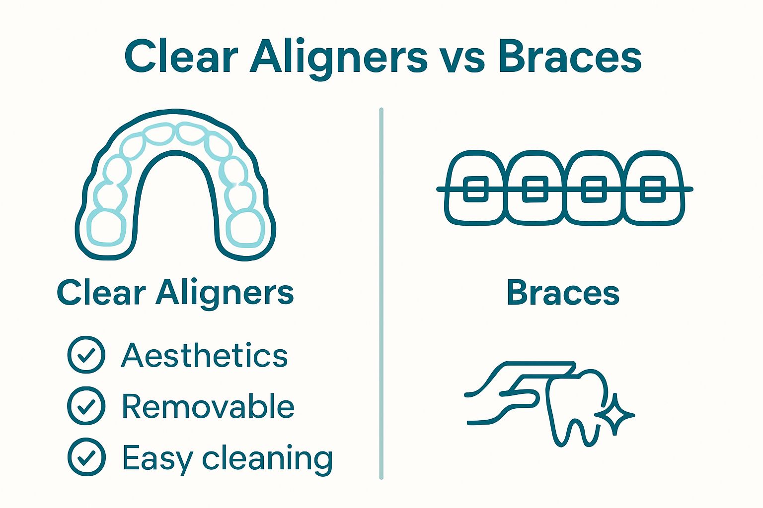 Simple comparison: clear aligners vs. metal braces advantages visual