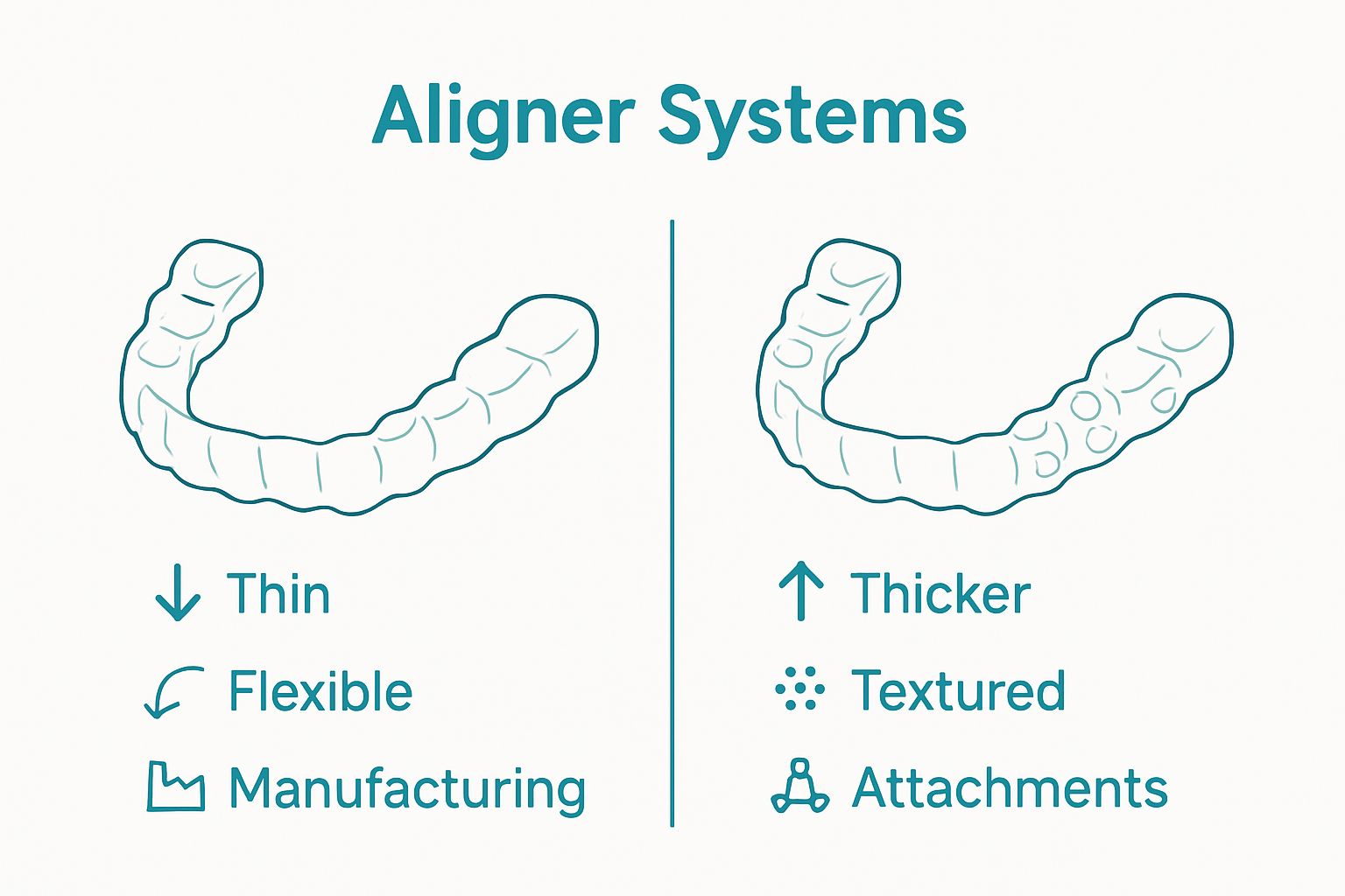 Infographic comparing two clear aligner system materials