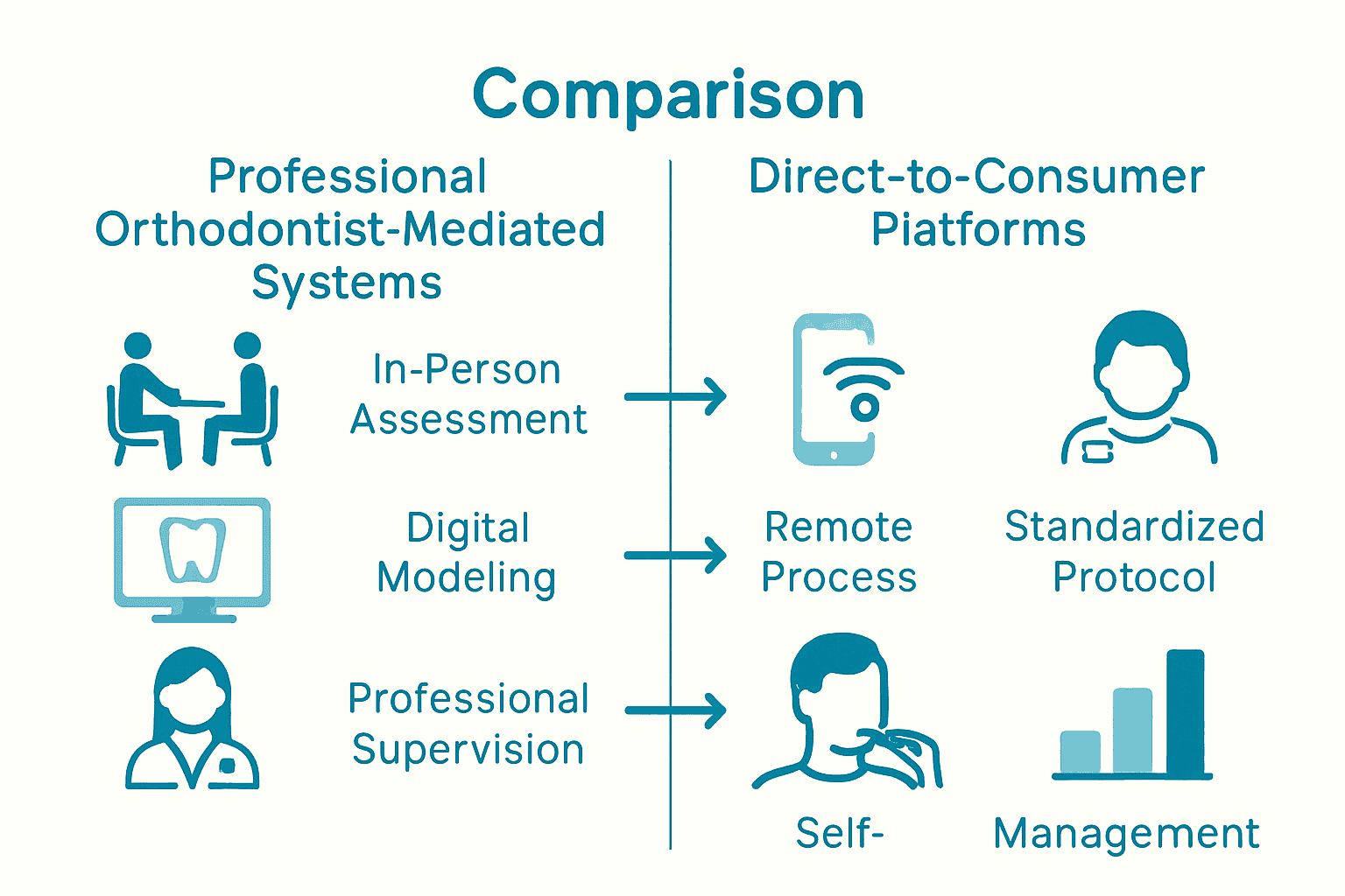 Infographic comparing professional and consumer aligner systems