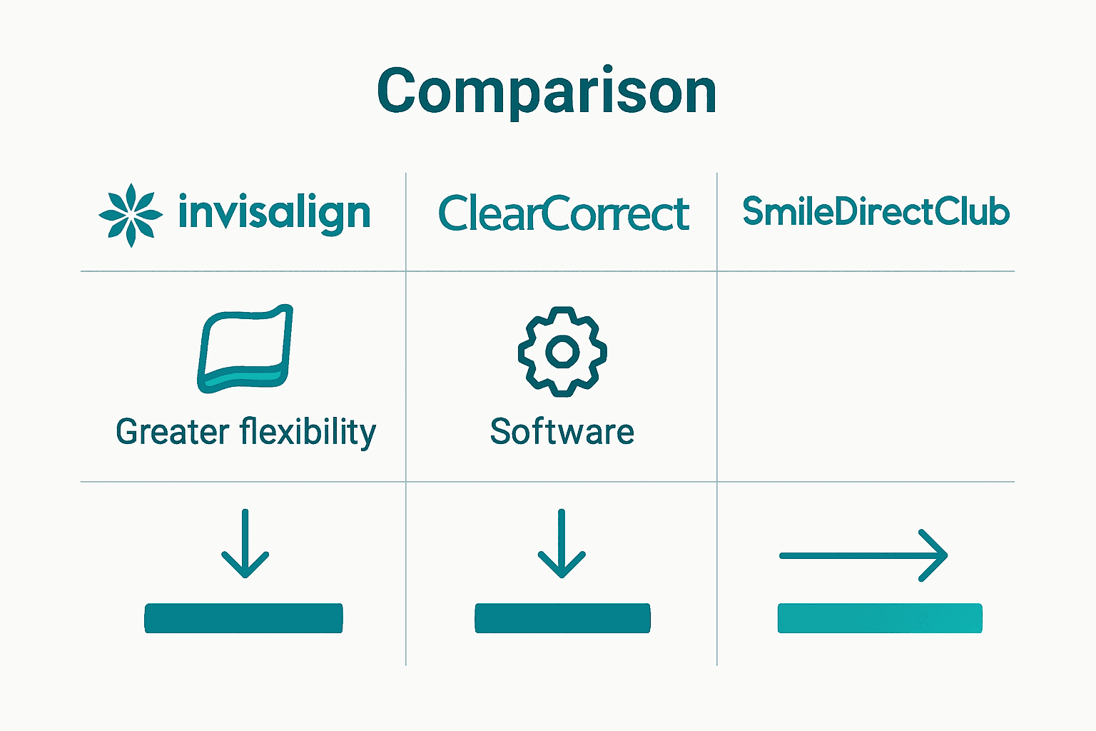 Infographic comparing key features of major aligner brands