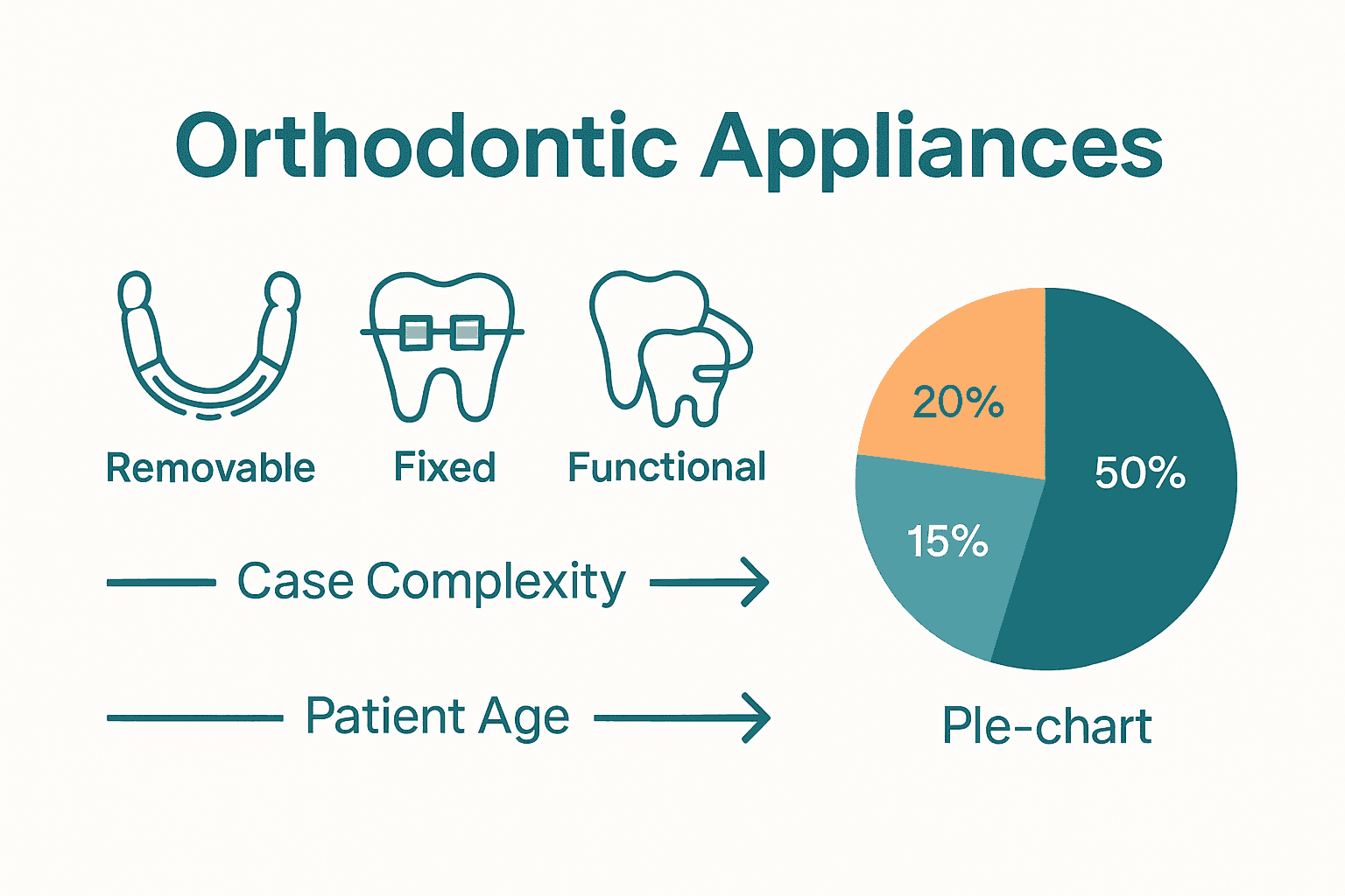 Infographic comparing four orthodontic appliance types with usage guide