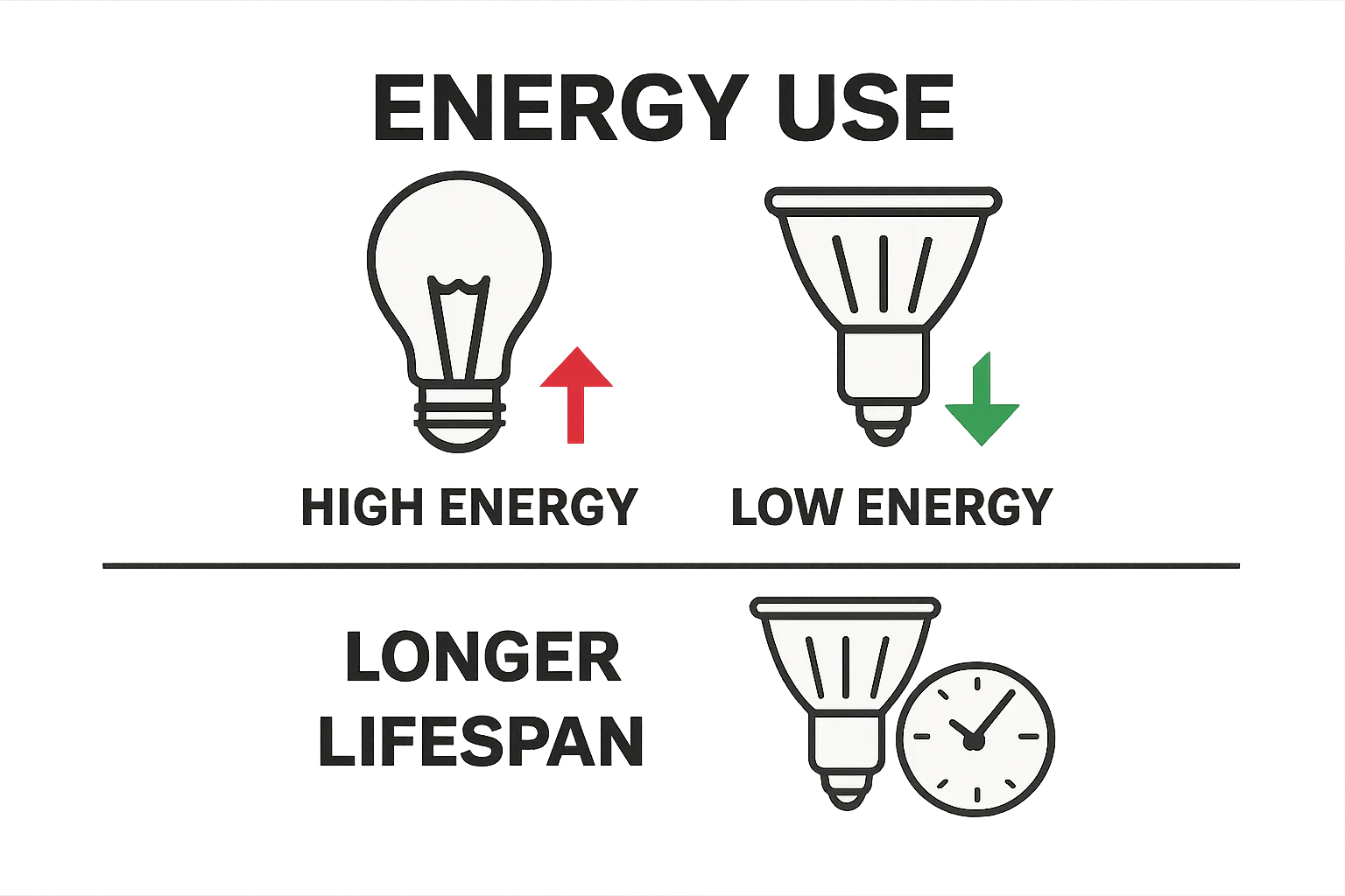 LED vs incandescent spotlights energy and lifespan comparison