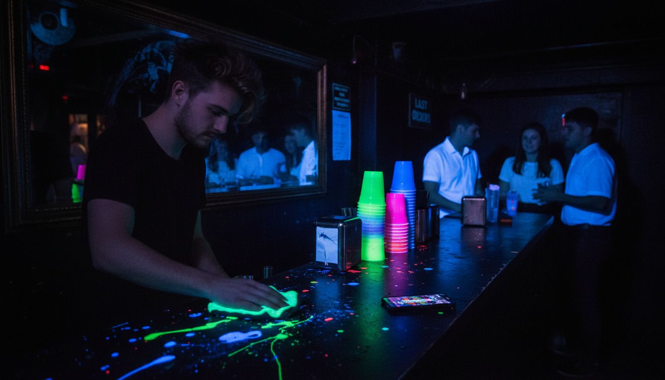 Bar scene with visible UV lighting effects