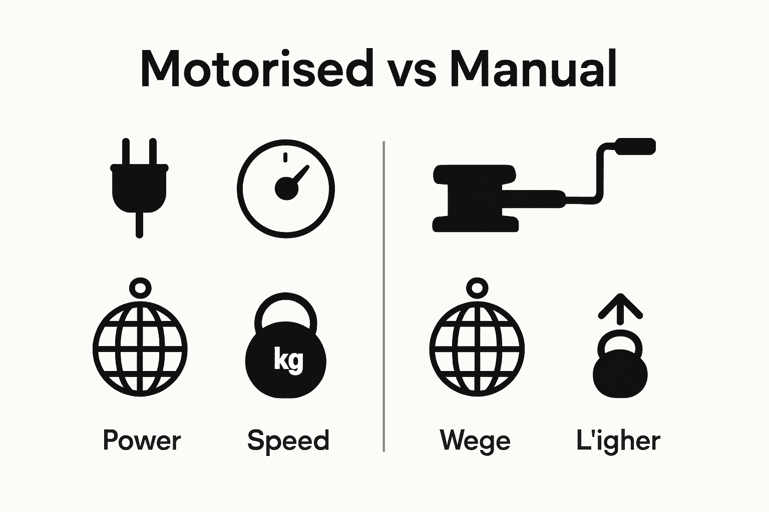 Comparison infographic: motorised vs manual rotators
