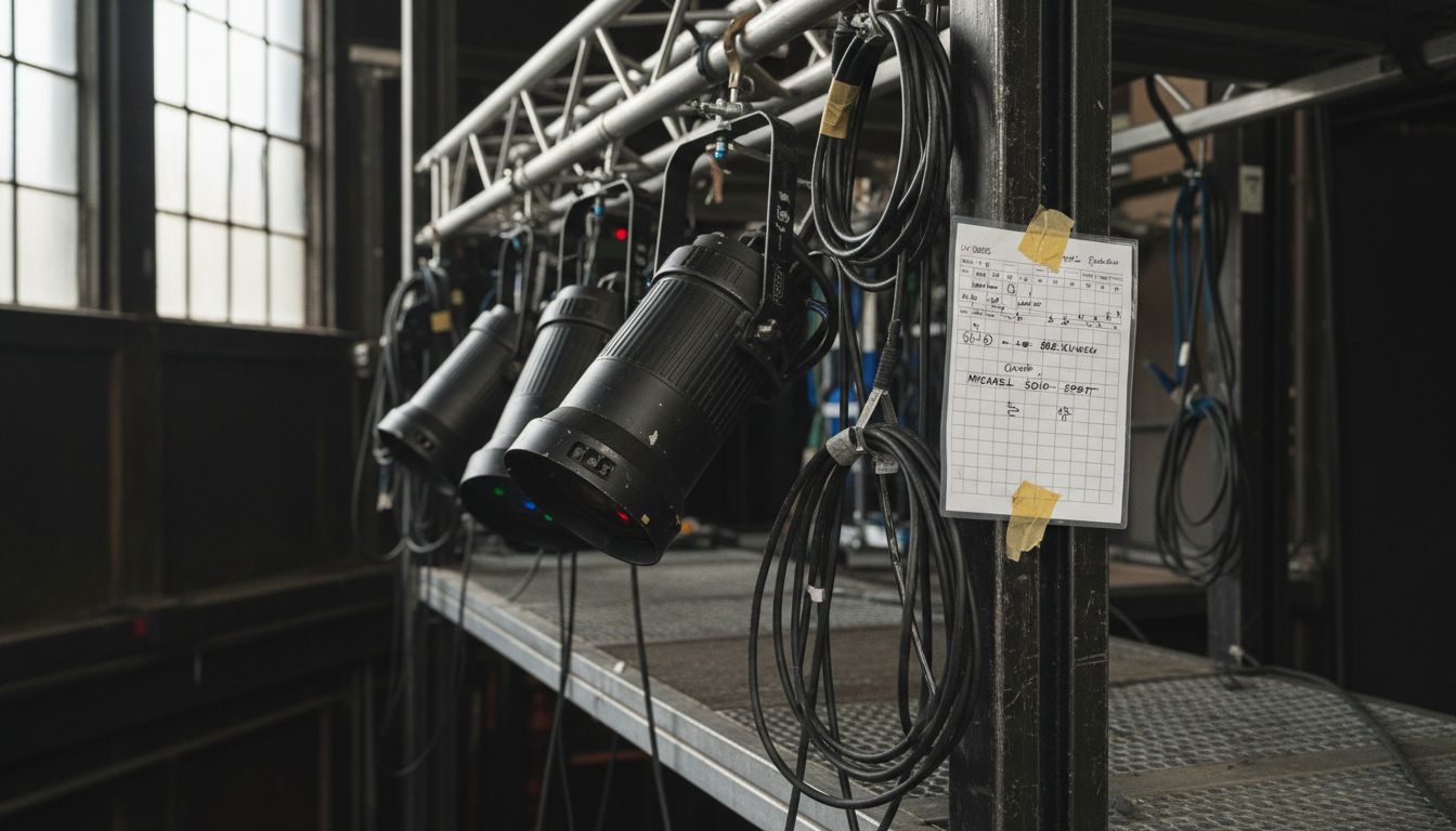 Detail of PAR can stage lights and truss
