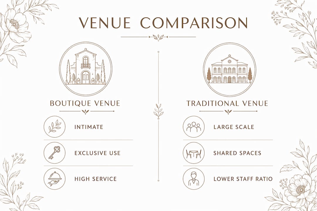 Infographic comparing boutique and traditional wedding venues