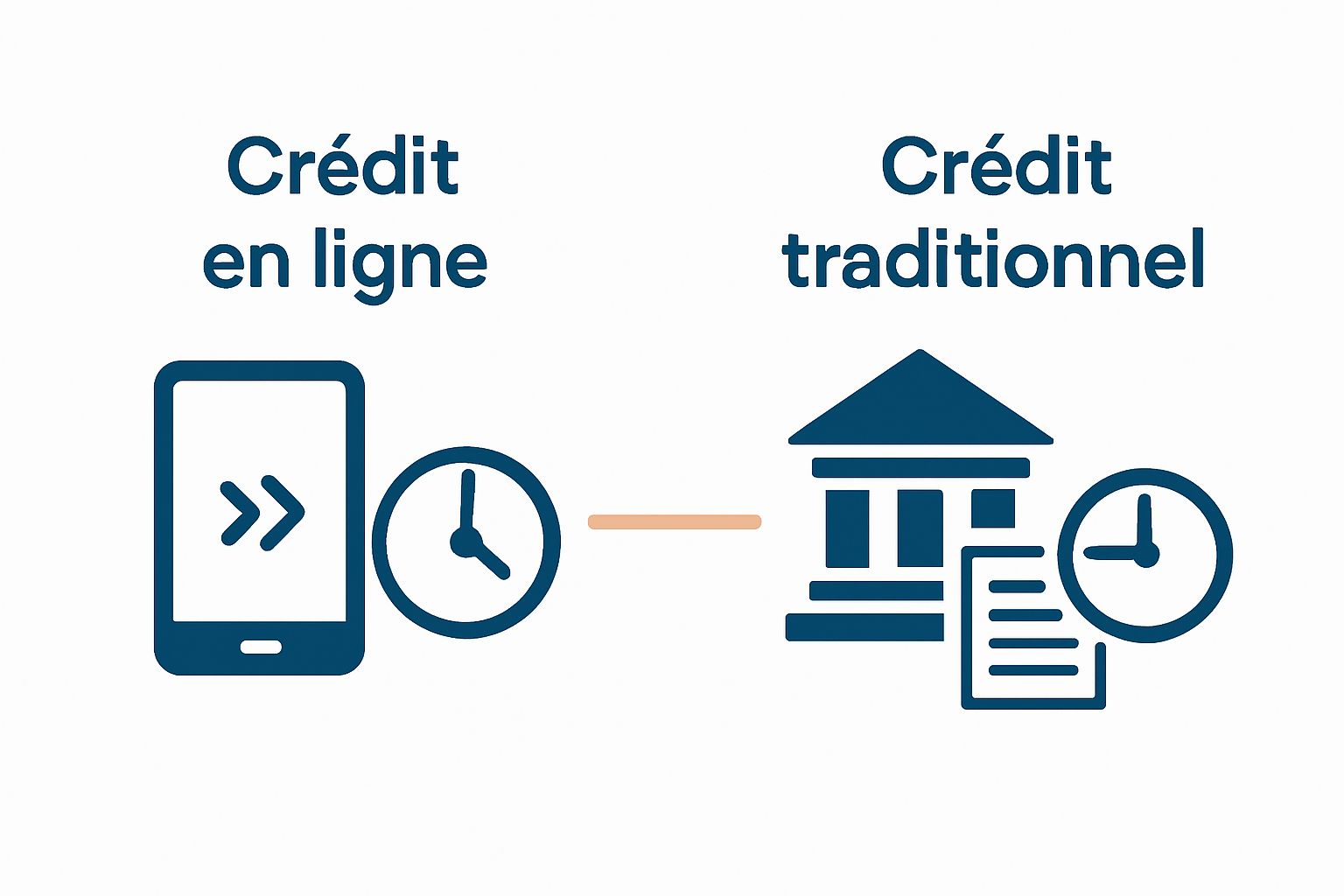 Infographic comparing online credit speed vs. traditional bank process