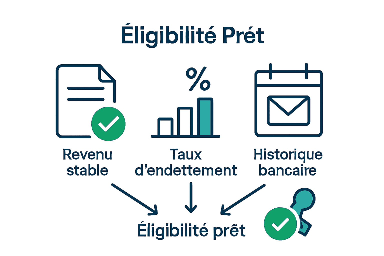 Infographic showing three main eligibility loan criteria